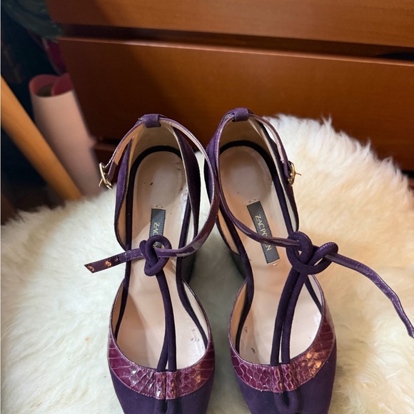 Zac Posen Eggplant Purple Suede Platform Shoes - Picture 3 of 4